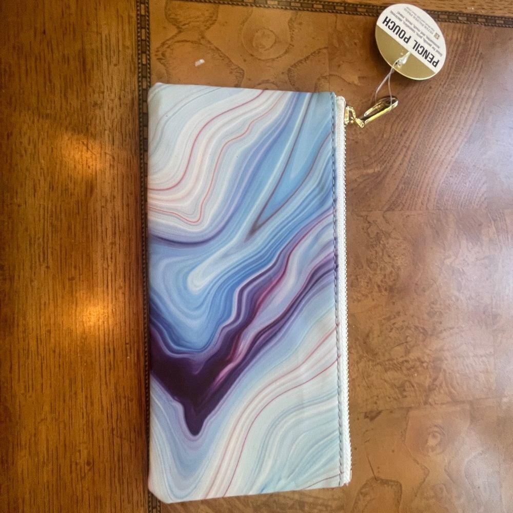 Blue Marble Design Pencil Pouch with Zipper
